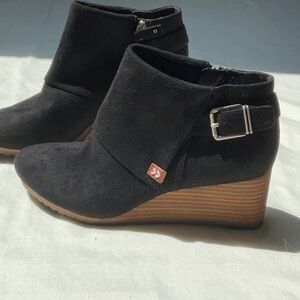 Black Suede Wedges Boots